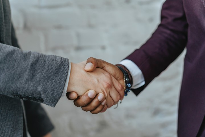 Handshake between two people